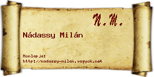 Nádassy Milán névjegykártya