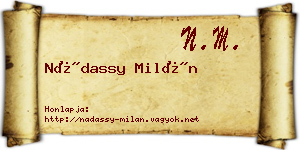 Nádassy Milán névjegykártya
