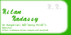 milan nadassy business card